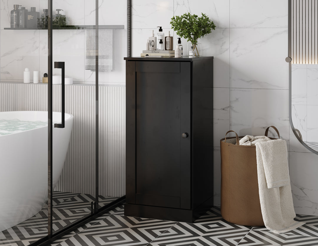 100% Solid Wood 16.5" Small Bathroom Cabinet, Shaker Wood Door, Adjustable Shelves