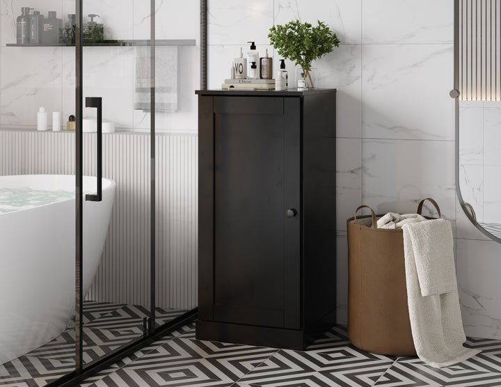 100% Solid Wood 16.5" Small Bathroom Cabinet, Shaker Wood Door, Adjustable Shelves