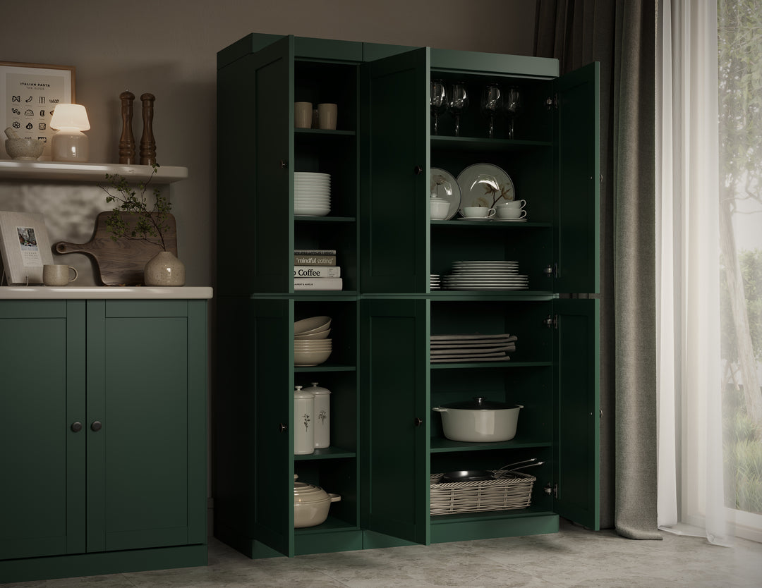 100% Solid Wood 48.5" Pantry Cabinet, Shaker Wood Doors