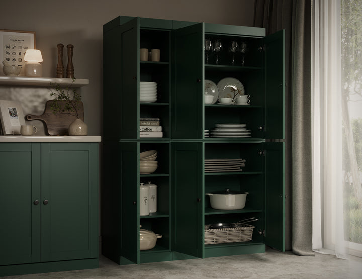 100% Solid Wood 48.5" Pantry Cabinet, Shaker Wood Doors