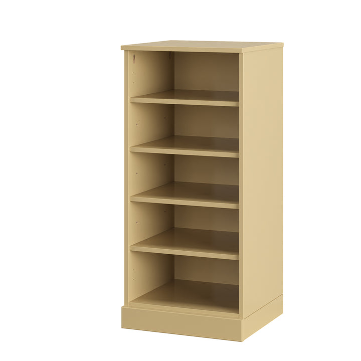 100% Solid Wood Narrow Open Shoe Storage Cabinet with Adjustable Shelves, Space Saving Stackable Organizer, 16.5" W x 35.75" H