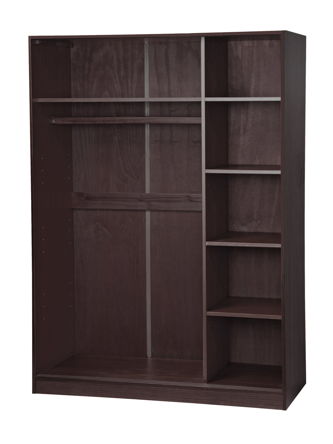 100% Solid Brazilian Pine Wood 5-Sliding Wardrobe with Louvered Doors, 70-110” Wardrobes - Palace Imports