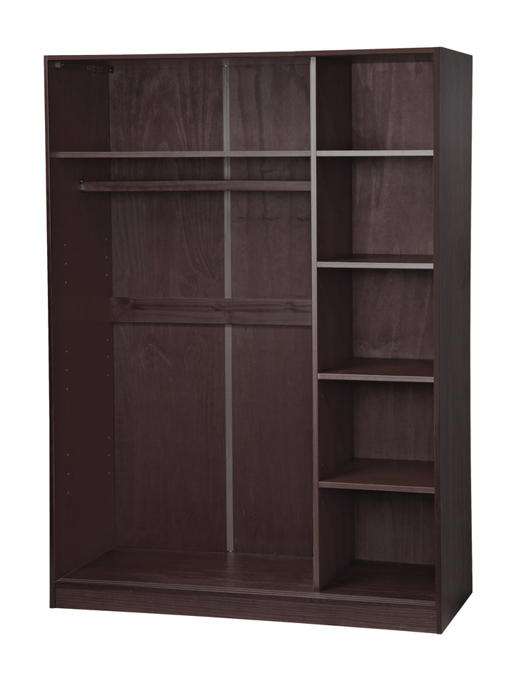 100% Solid Brazilian Pine Wood 5-Sliding Wardrobe with Louvered Doors, 70-110” Wardrobes - Palace Imports