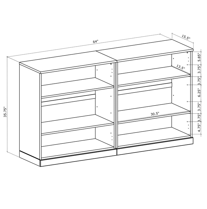 Premium 100% Solid European Oak Hardwood Modular Dining Room Sideboard with Shaker Doors – 64" Wide, 35.75" Tall