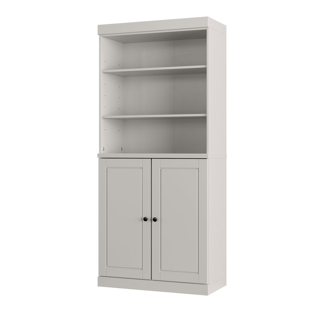 100% Solid Wood Tall Freestanding Modular Bathroom Linen Storage Cabinet with Open Shelf & Raised Panel Doors, Adjustable Shelves, 32" W x 71.5" H