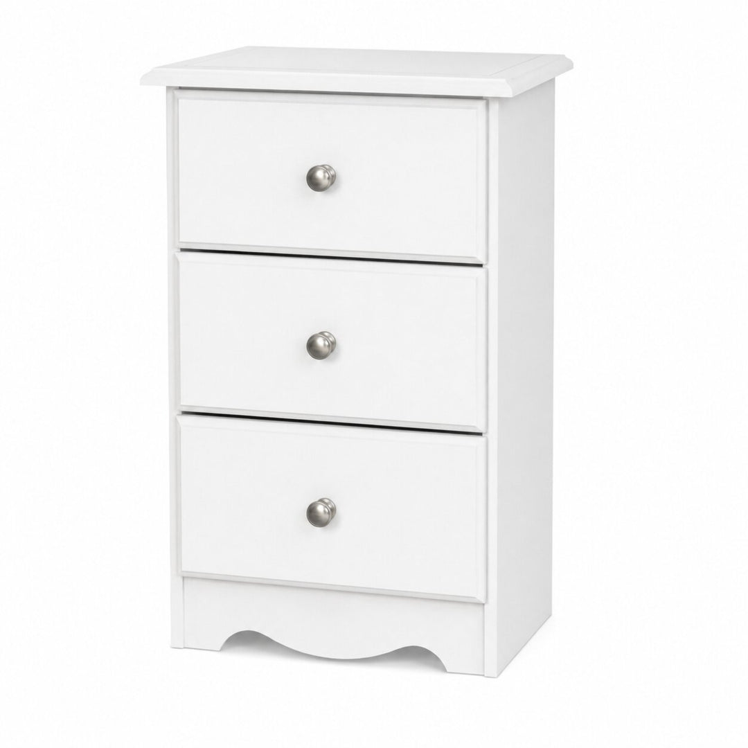 100% Solid Wood 3-Drawer Nightstand with Metal Knobs