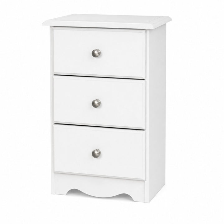 100% Solid Wood 3-Drawer Nightstand with Metal Knobs