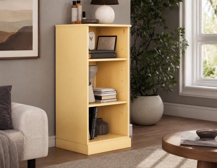 100% Solid Brazilian Pine Wood 3-Shelf Bookcase, Adjustable Shelves, 16.5" Wide, 35.75" Tall, 16.5" Bookcases - Palace Imports