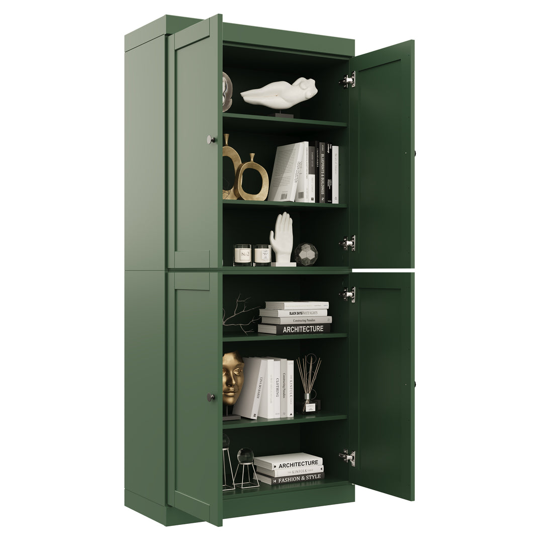 100% Solid Wood 6-shelf Bookcase with Shaker Wood Doors