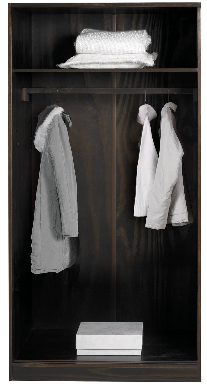 100% Solid Brazilian Pine Wood 4-Sliding Wardrobe with Louvered Doors, 70-110” Wardrobes - Palace Imports