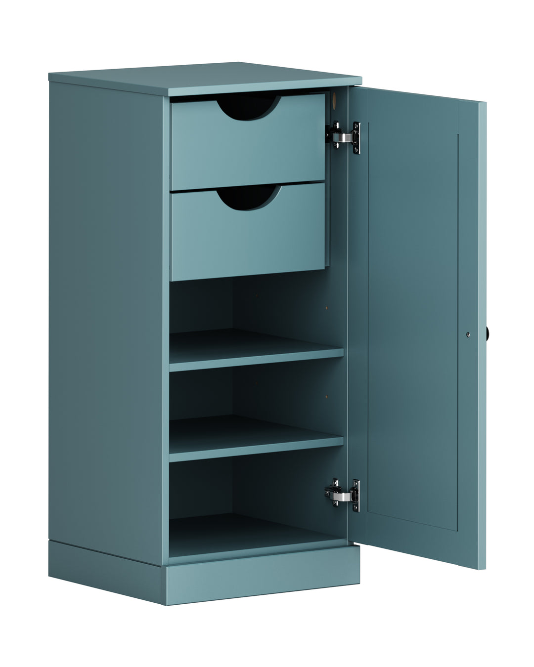 100% Solid Wood Bathroom Storage Cabinet, Shaker Door, 2 Drawers, Adjustable Shelves, 16.5" Wide, 35.75" Tall