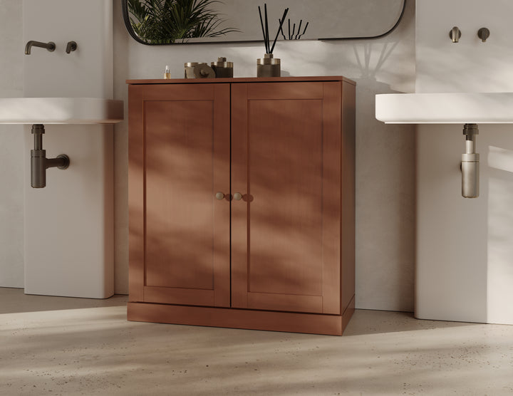 100% Solid Wood 32" Bathroom Cabinet with Shaker Wood Doors, 2-Drawers