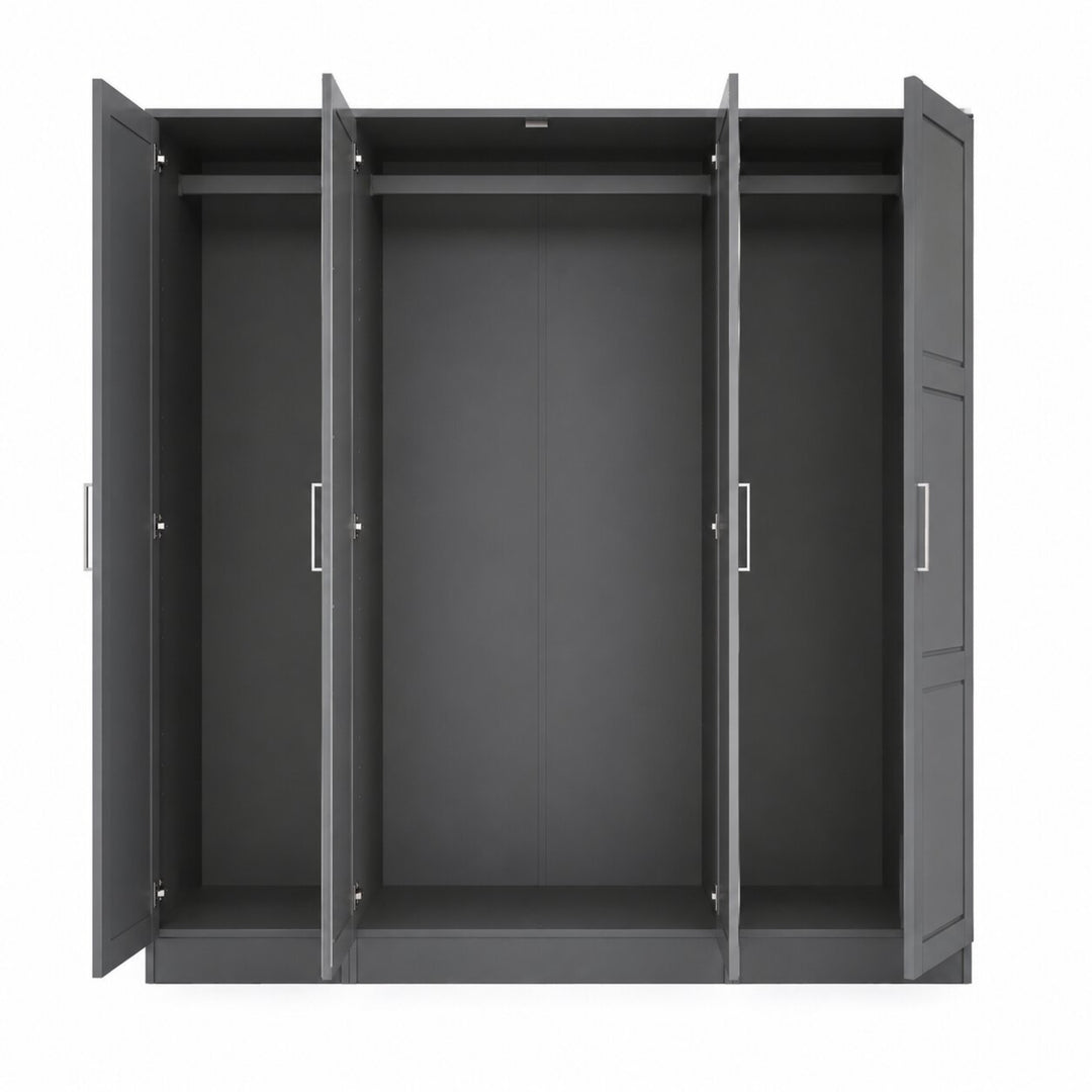 100% Solid Wood 4-Door Wardrobe Armoire with Raised Panel Doors, Bedroom Closet Storage - Cosmo Collection