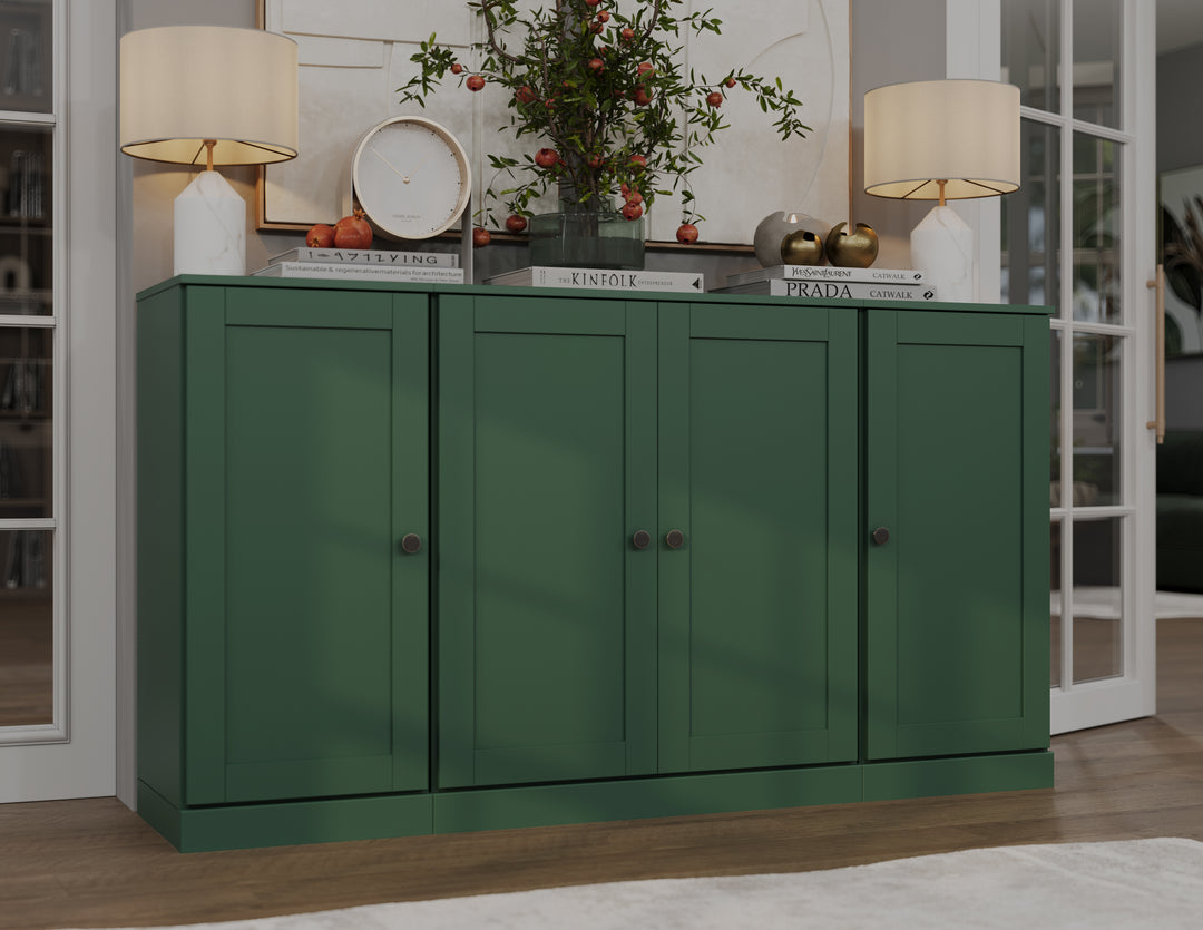 100% Solid Wood Sideboard Buffet with Shaker Doors & 2 Drawers, Credenza Server for Dining Room Storage, Adjustable Shelves, 65" W x 35.75" H