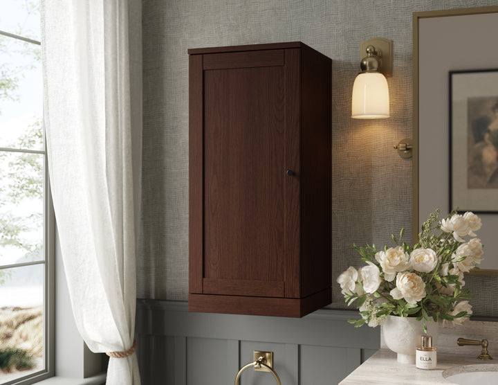 Premium 100% Solid European Oak Bathroom Wall Cabinet with Shaker Doors, 16" W x 35.75" H