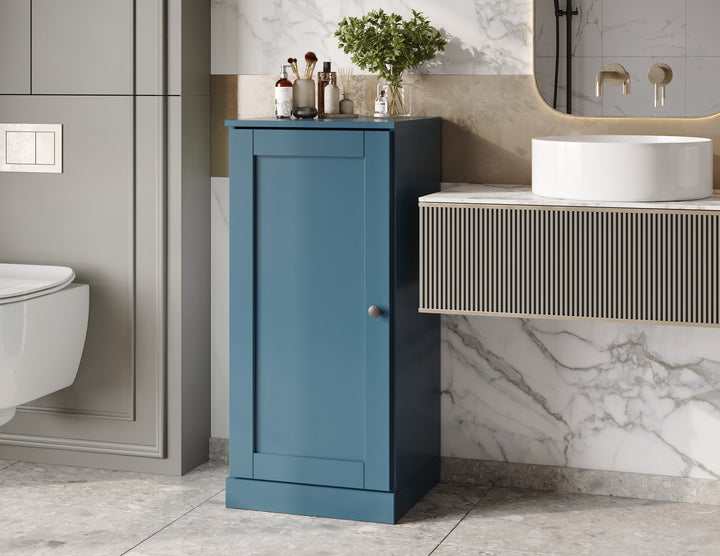 100% Solid Wood 16.5" Small Bathroom Cabinet, Shaker Wood Door, Adjustable Shelves