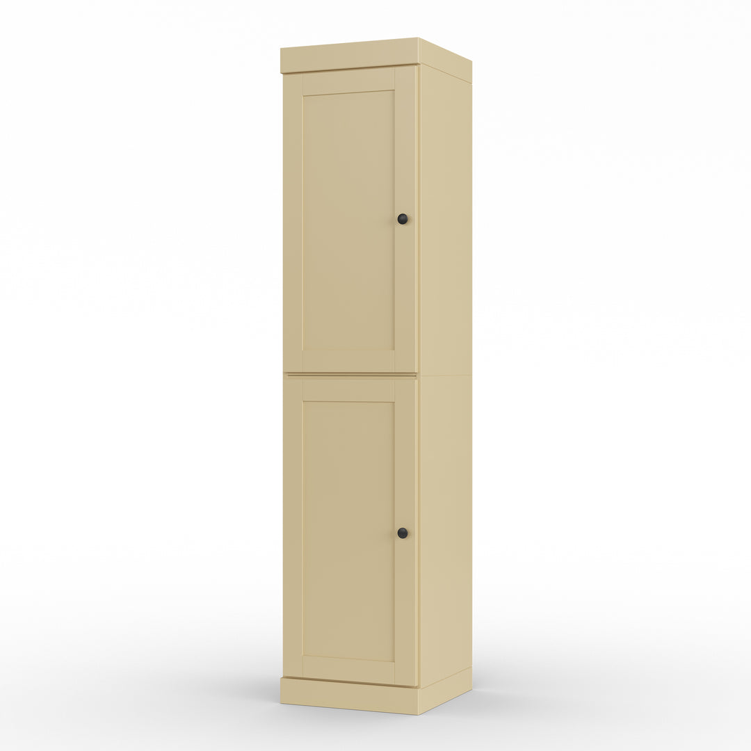 100% Solid Wood Bathroom Storage Cabinet, Shaker Doors, 2 Drawers, Adjustable Shelves, 16.5" Wide, 71.5" Tall