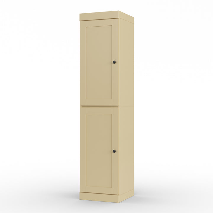100% Solid Wood Bathroom Storage Cabinet, Shaker Doors, 2 Drawers, Adjustable Shelves, 16.5" Wide, 71.5" Tall