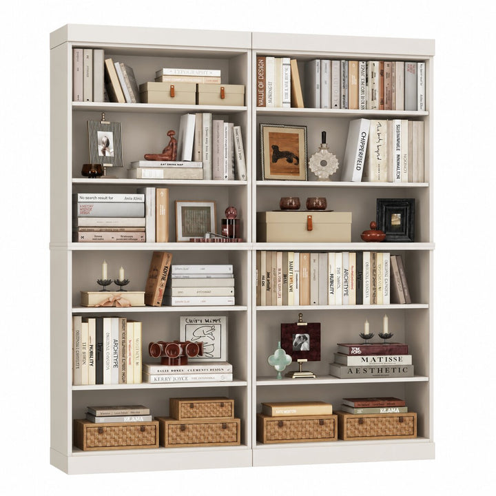 100% Solid Wood Tall Modular Bookcase Cabinet with 12 Adjustable Shelves, Open Display Storage Bookshelf, 64" W x 71.5" H