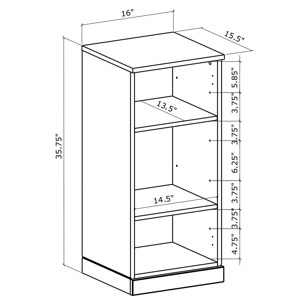 Premium 100% Solid European Oak Hardwood 3-Shelf Modular Bookcase – 16" Wide, 35.75" Tall