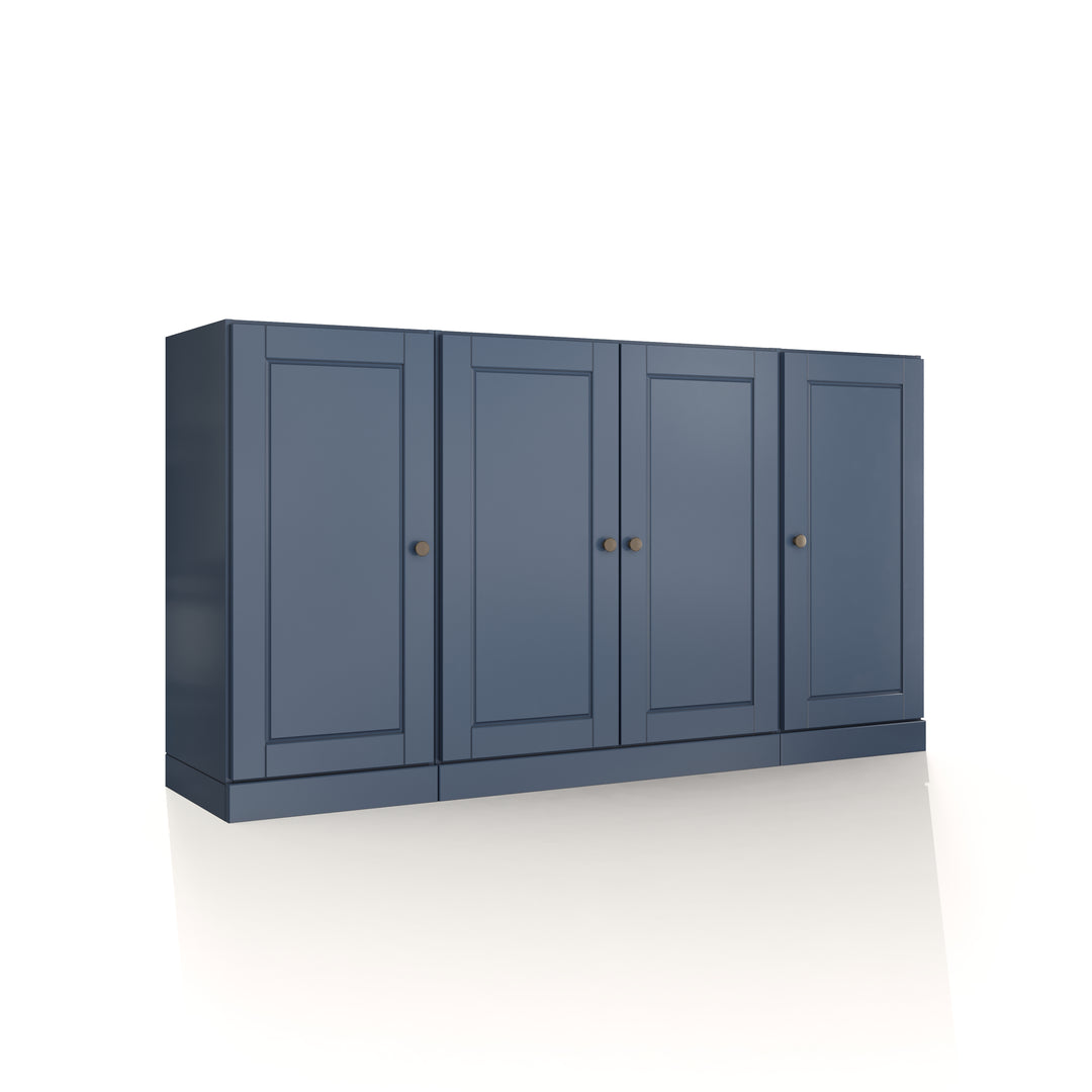 100% Solid Brazilian Pine Wood 65" Sideboard with Raised Panel Doors, 2-Drawers and Adjustable Shelves