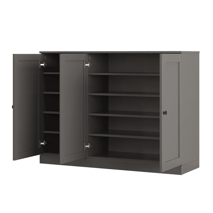 100% Solid Wood Shoe Storage Cabinet with Shaker Doors, Adjustable Shelves, Space Saving Modular Entryway Organizer, 48.5" W x 35.75" H