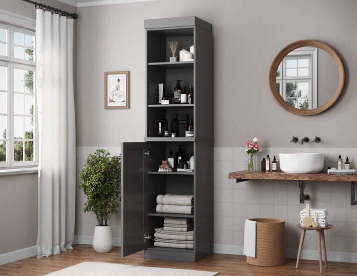 100% Solid Wood 16.5" Tall Bathroom Storage Cabinet , Shaker Door, Adjustable Shelves