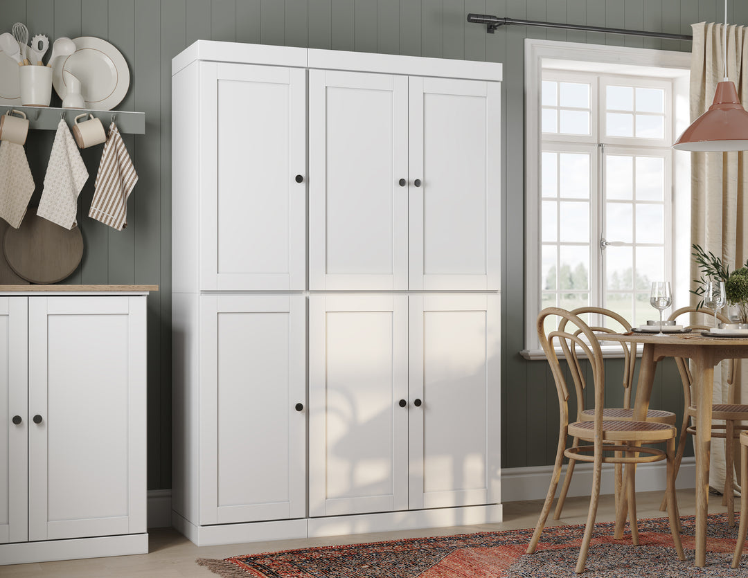 100% Solid Wood 48.5" Pantry Cabinet, Shaker Wood Doors