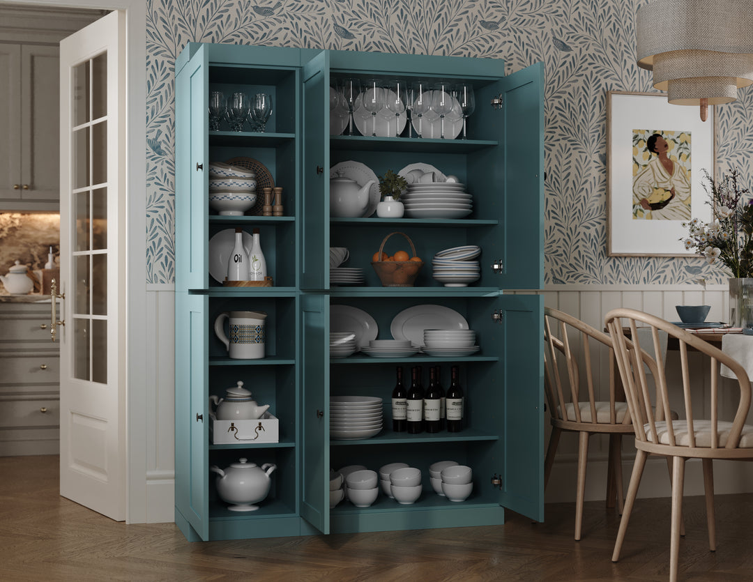 100% Solid Wood 48.5" Pantry Cabinet, Shaker Wood Doors