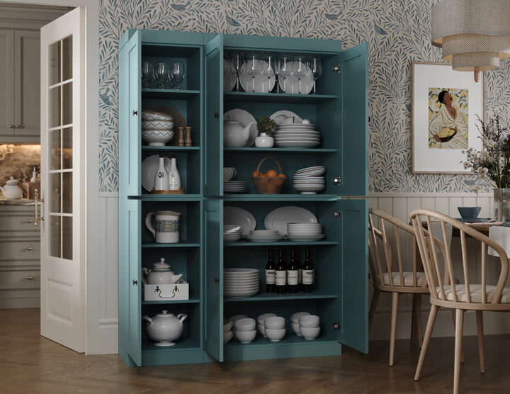 100% Solid Wood 48.5" Pantry Cabinet, Shaker Wood Doors