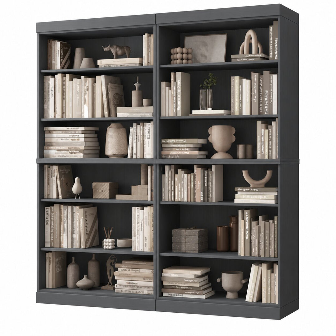 100% Solid Wood Tall Modular Bookcase Cabinet with 12 Adjustable Shelves, Open Display Storage Bookshelf, 64" W x 71.5" H