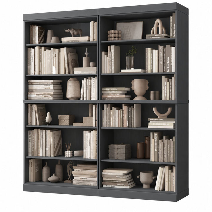 100% Solid Wood Tall Modular Bookcase Cabinet with 12 Adjustable Shelves, Open Display Storage Bookshelf, 64" W x 71.5" H