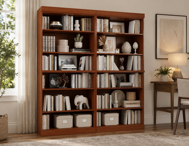 100% Solid Wood Tall Modular Bookcase Cabinet with 12 Adjustable Shelves, Open Display Storage Bookshelf, 64" W x 71.5" H, 64" Bookcases - Palace Imports