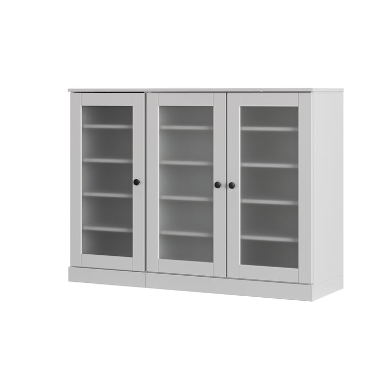 100% Solid Wood Frosted Glass Door Shoe Storage Cabinet, Adjustable Shelves, Space Saving Modular Entryway Organizer, 48.5" W x 35.75" H