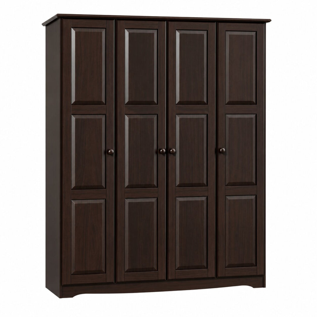 100% Solid Wood 4-Door Wardrobe Armoire with Raised Panel Doors, Bedroom Closet Storage - Regal Collection