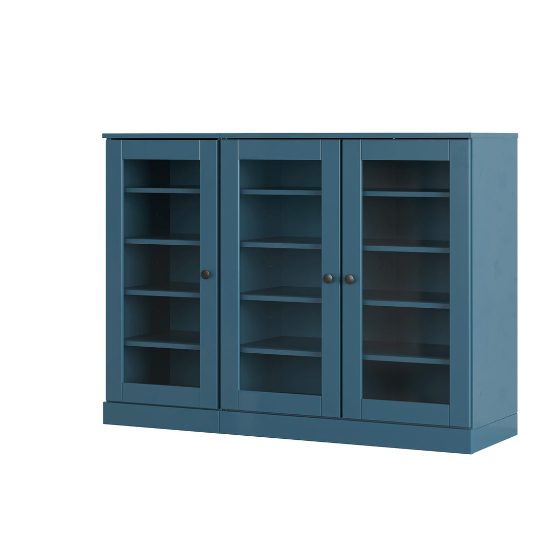 100% Solid Wood Glass Door Shoe Storage Cabinet, Adjustable Shelves, Space Saving Modular Entryway Organizer, 48.5" W x 35.75" H