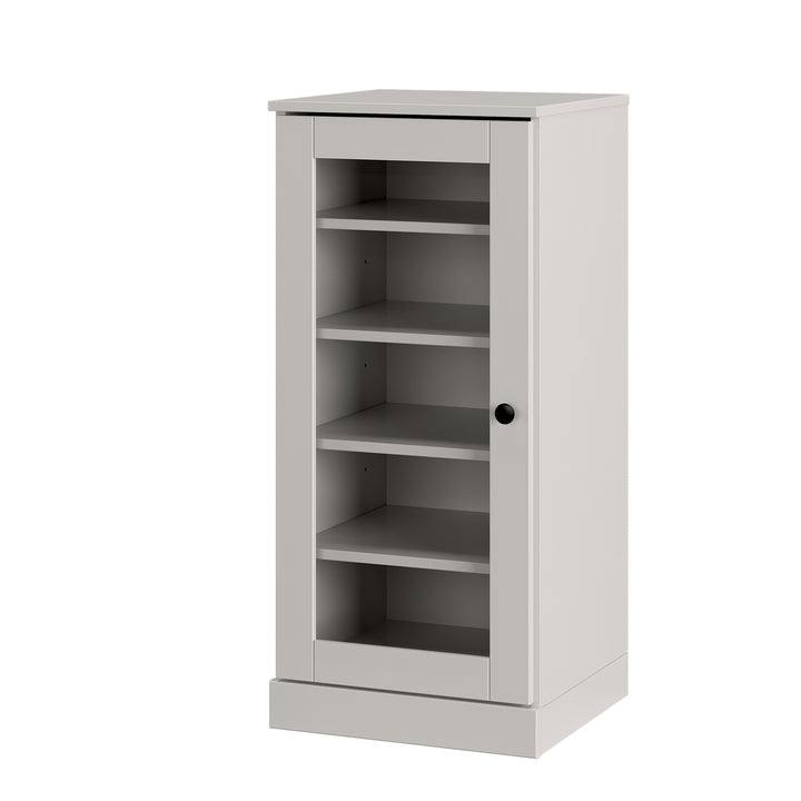 100% Solid Wood Narrow Glass Door Shoe Storage Cabinet with Adjustable Shelves, Space Saving Stackable Organizer, 16.5" W x 35.75" H