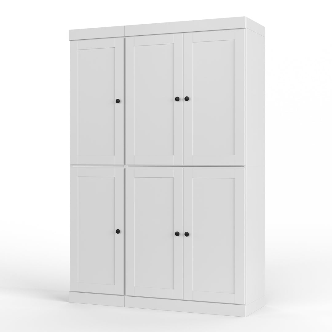 100% Solid Wood 48.5" Pantry Cabinet, Shaker Wood Doors, 2-Drawers