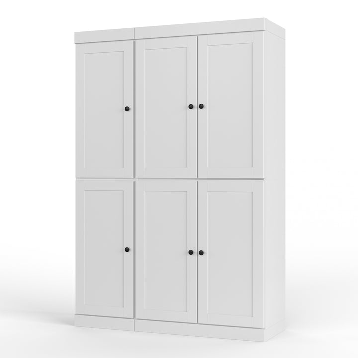 100% Solid Wood 48.5" Pantry Cabinet, Shaker Wood Doors, 2-Drawers