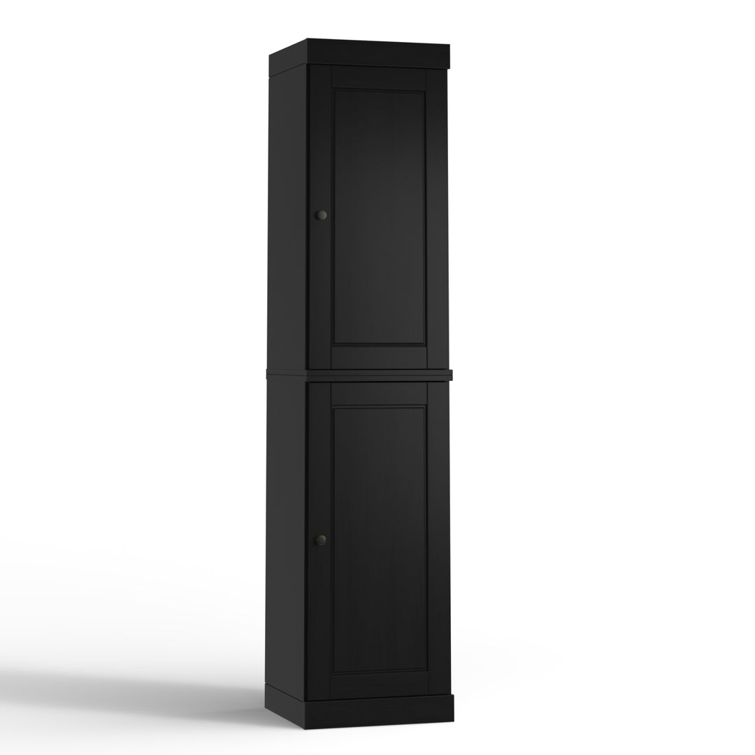 100% Solid Wood Bathroom Storage Cabinet, Shaker Doors, 2 Drawers, Adjustable Shelves, 16.5" Wide, 71.5" Tall