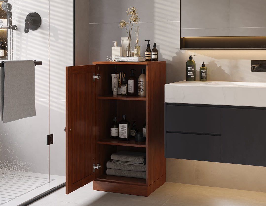 100% Solid Wood 16.5" Small Bathroom Cabinet, Shaker Wood Door, Adjustable Shelves