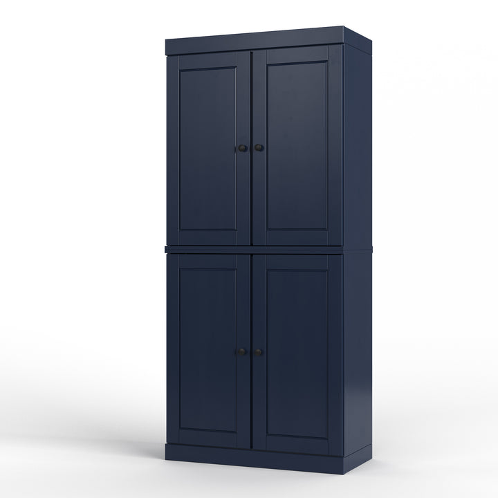 100% Solid Brazilian Pine Wood Bathroom Storage Cabinet, Raised Panel Doors, 2 Drawers, Adjustable Shelves, 32" Wide, 71.5" Tall