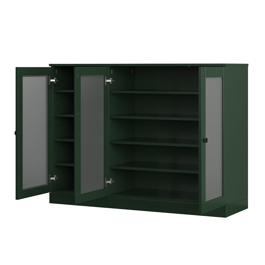100% Solid Wood Frosted Glass Door Shoe Storage Cabinet, Adjustable Shelves, Space Saving Modular Entryway Organizer, 48.5" W x 35.75" H