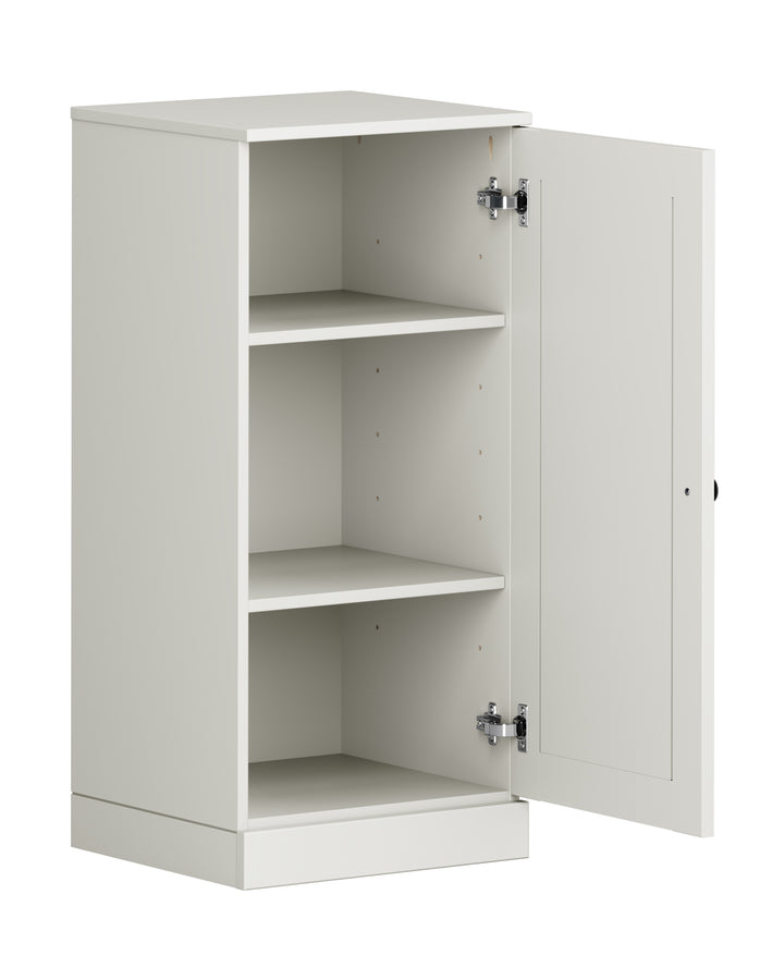 100% Solid Wood Freestanding Bathroom Linen Storage Cabinet with Raised Panel Door, Adjustable Shelves, 16.5" W x 35.75" H