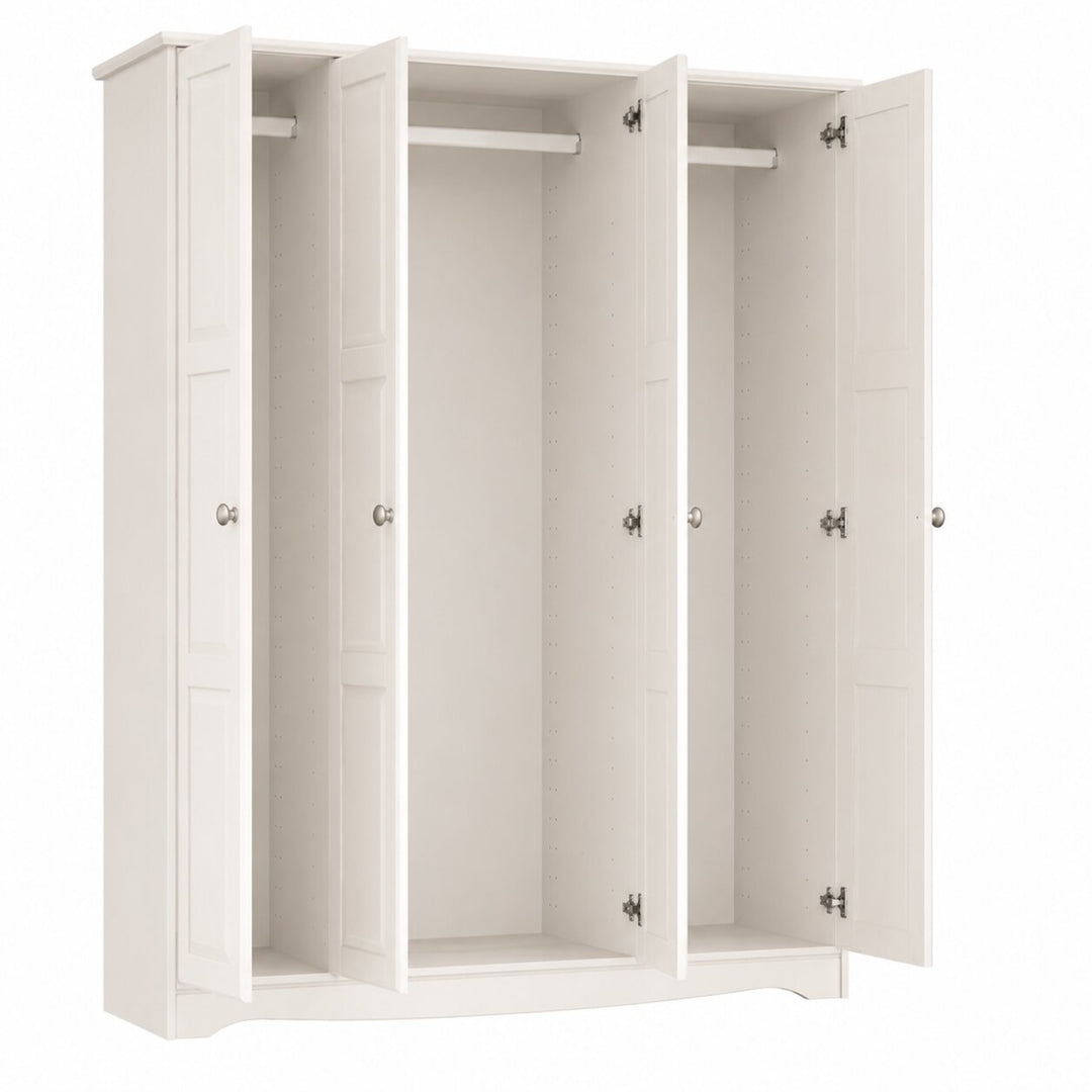 100% Solid Wood 4-Door Wardrobe Armoire with Raised Panel Doors, Bedroom Closet Storage - Regal Collection with Metal Knobs