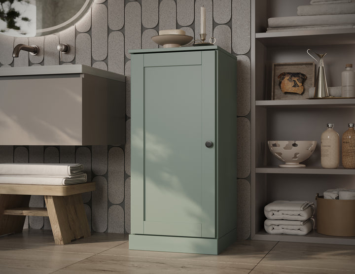 100% Solid Wood Bathroom Storage Cabinet, Shaker Door, 2 Drawers, Adjustable Shelves, 16.5" Wide, 35.75" Tall