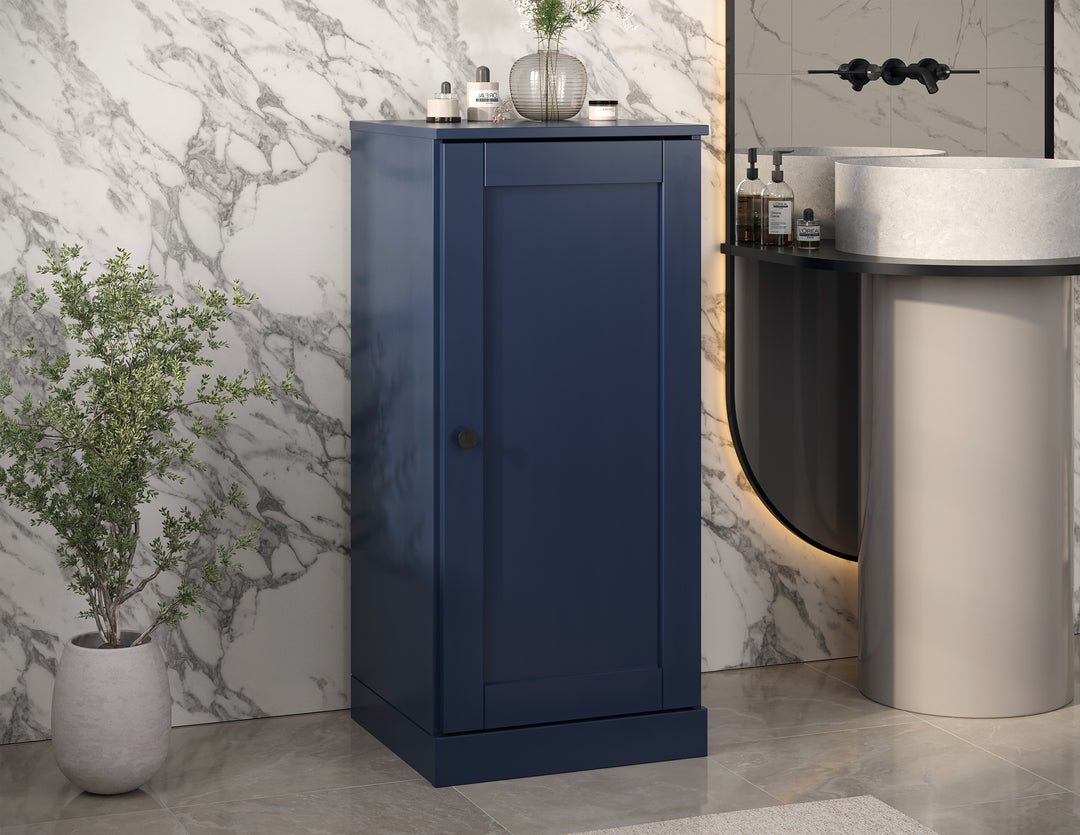 100% Solid Wood 16.5" Small Bathroom Cabinet, Shaker Wood Door, Adjustable Shelves