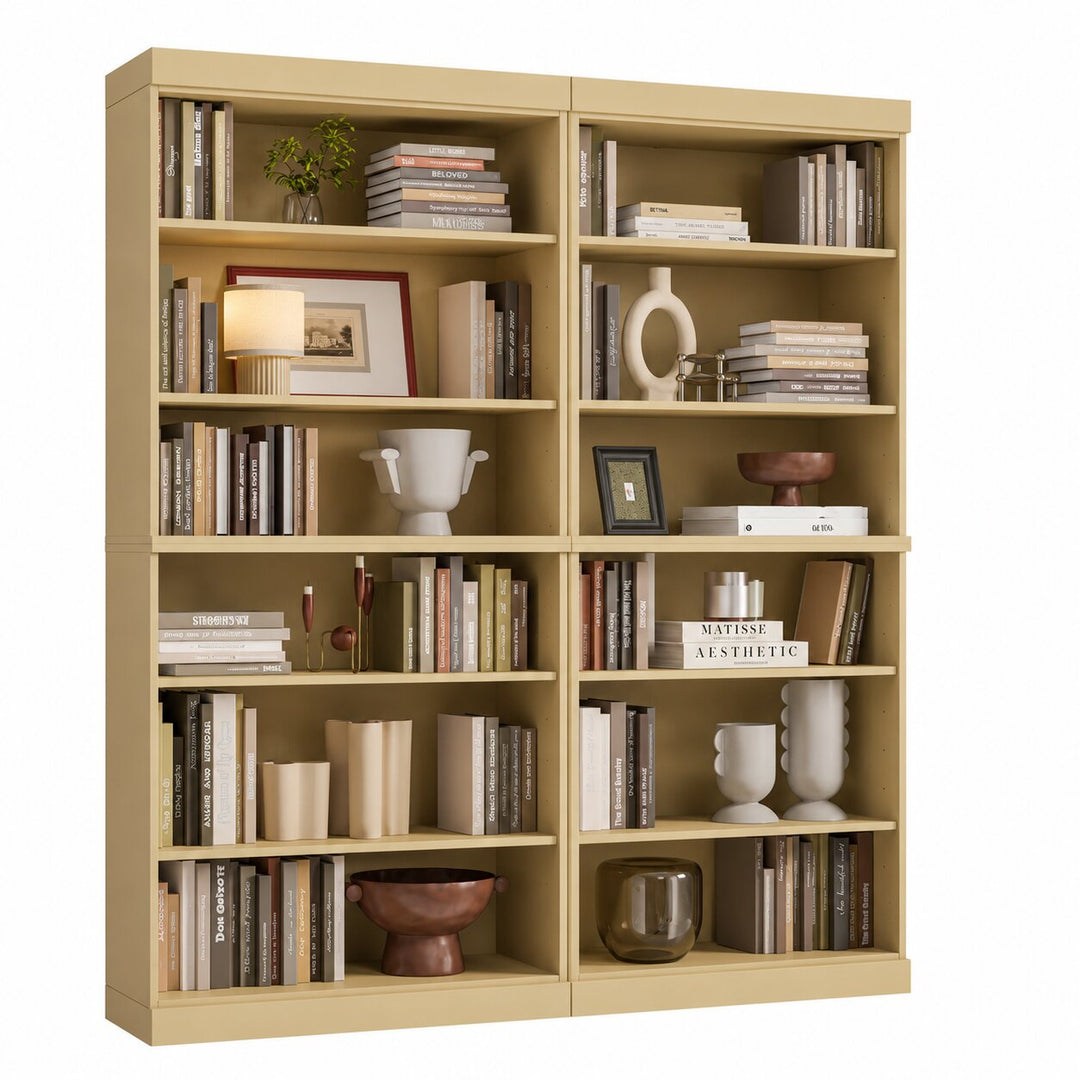100% Solid Wood Tall Modular Bookcase Cabinet with 12 Adjustable Shelves, Open Display Storage Bookshelf, 64" W x 71.5" H