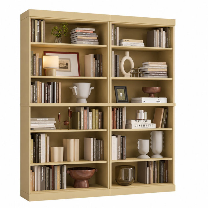 100% Solid Wood Tall Modular Bookcase Cabinet with 12 Adjustable Shelves, Open Display Storage Bookshelf, 64" W x 71.5" H
