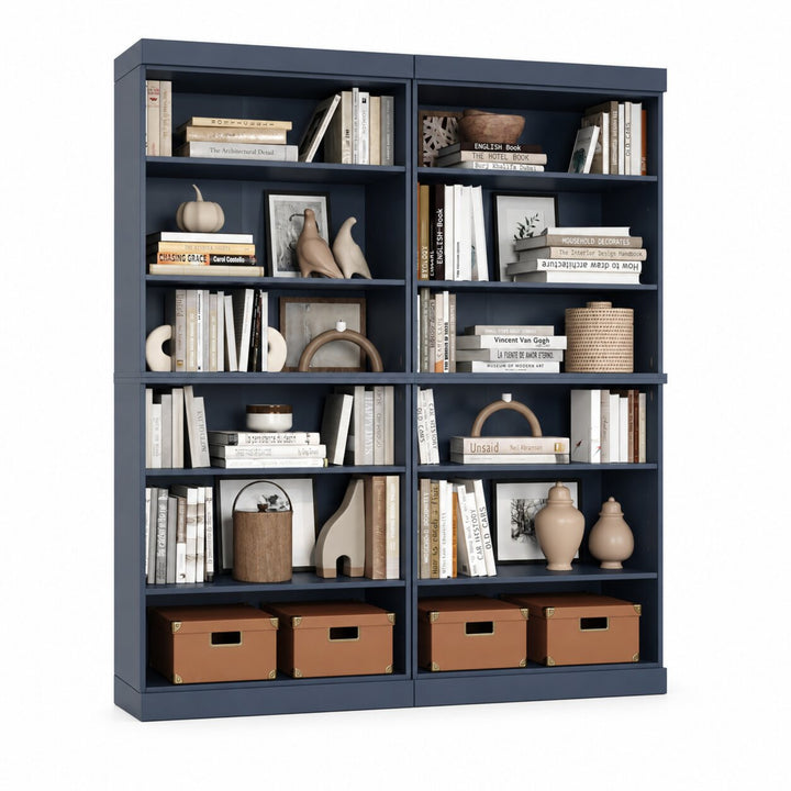 100% Solid Wood Tall Modular Bookcase Cabinet with 12 Adjustable Shelves, Open Display Storage Bookshelf, 64" W x 71.5" H